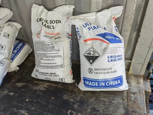 Industrial Sodium Hydroxide Solid Cool Dry Storage Caustic Pearl 25kg